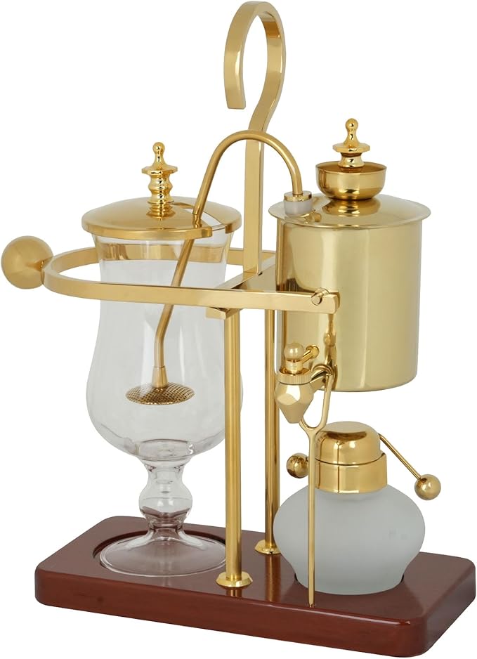 AUPLEX Belgian Balance Siphon Coffee Maker – Vintage Royal Gravity Vacuum Brewing System with Double Ridged Fulcrum, Tee Handle & Alcohol Burner – Elegant Gift for Coffee Lovers (450ml)