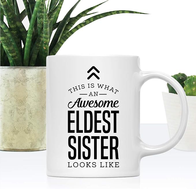 Andaz Press 11oz. Ceramic Coffee Tea Mug Thank You Gift, This is What an Awesome Eldest Sister Looks Like, 1-Pack, Birthday Christmas Gift Ideas Coworker Him Her, Includes Gift Box
