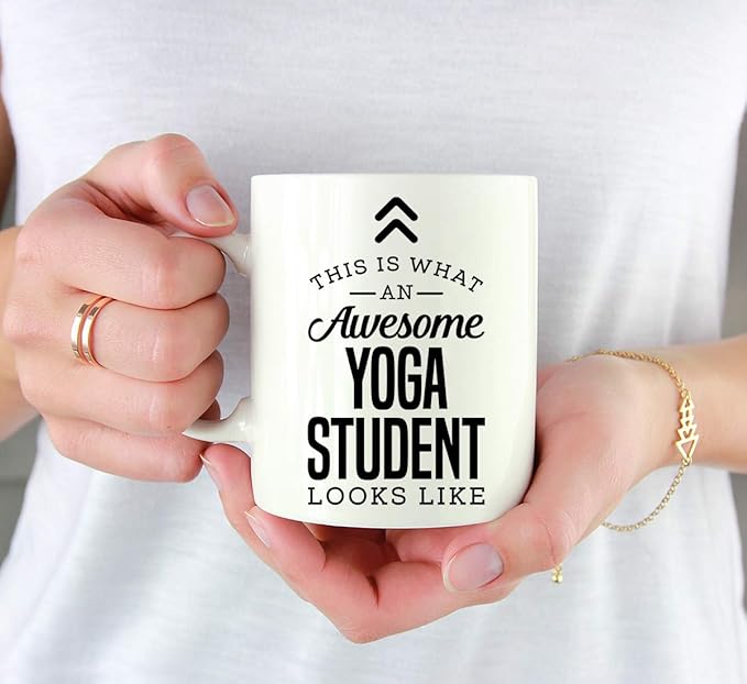 Andaz Press 11oz. Ceramic Coffee Tea Mug Thank You Gift, This is What an Awesome Yoga Student Looks Like, 1-Pack, Birthday Christmas Gift Ideas Coworker Him Her, Includes Gift Box