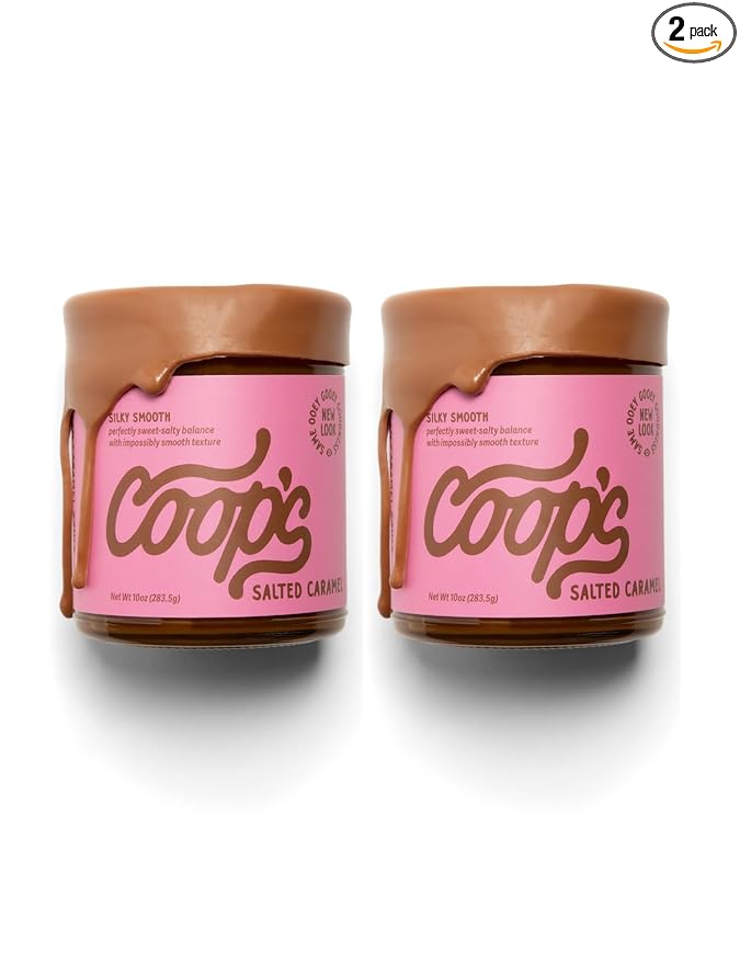 Coop's Salted Caramel Sauce: Rich and Buttery, Gourmet, All Natural, Handcrafted, Gluten Free, Non-GMO, Ice Cream Toppings, Desserts, 2-Pack, 10 Ounce Each