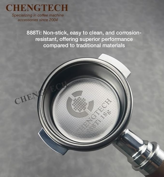 58mm 20g 888Ti Titanium Espresso Filter Basket – Precision 888 Holes, Straight-Walled Flat Bottom, Ridgeless for High Dose Extraction
