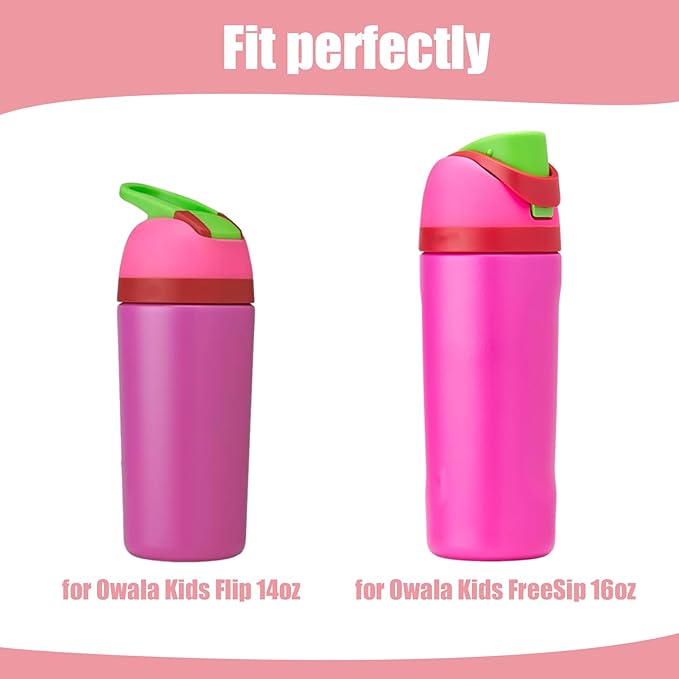 Mity rain 2PCS Protective Boot Compatible with Owala Kids Water Bottle 16 oz &14 oz, Silicone Boot Accessories for Owala Kids FreeSip 16oz & Flip 14oz (Rose Red)
