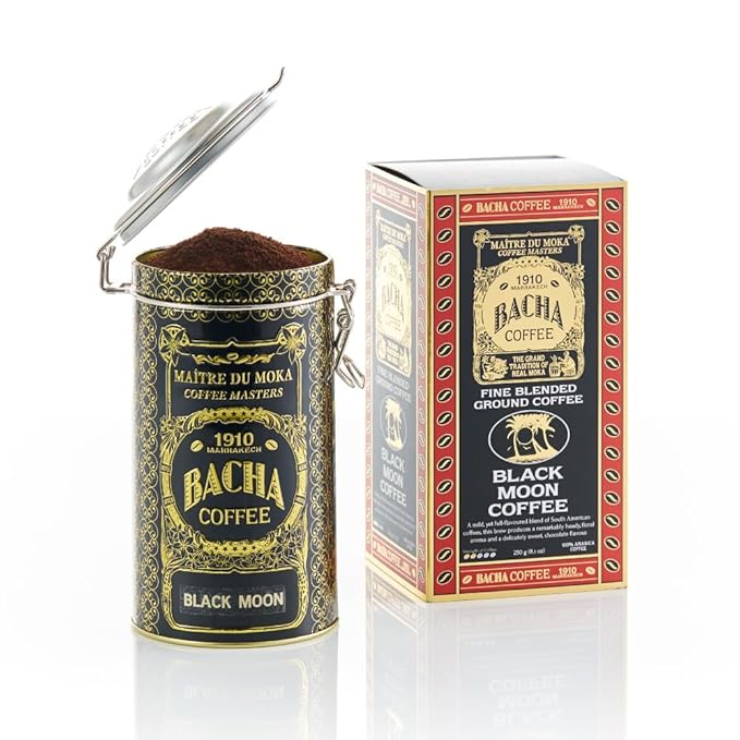 Bacha Coffee | Black Moon Fine Blended, Ground Beans, Medium Roast, 100% Arabica Specialty Coffee, 250g Autograph Collection, Gift Box