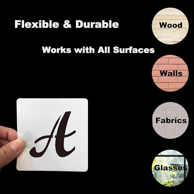 1.5 Inch Alphabet Letter Stencils for Painting - 70 Pack Letters and Numbers Stencil Templates with Signs for Painting on Wood, Reusable Letter and Number Stencils for Chalkboard Wood Signs & Wall Art