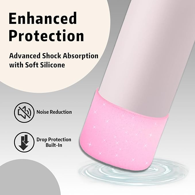 Silicone Boot for Owala 32oz Water Bottle – Anti-Slip Protective Cover, Bottle Boot, Base Cover Compatible with FreeSip, Sleeve for Stainless Steel Tumblers (Glitter Pink, 32OZ)