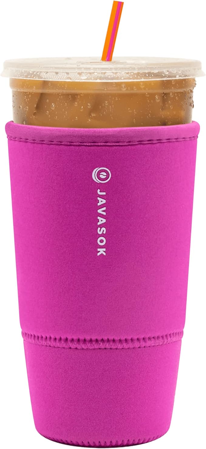 Sok It JavaSok Iced Coffee & Cold Soda Insulated Neoprene Cup Sleeve (Bright Pink, XXLarge: 44-48oz)