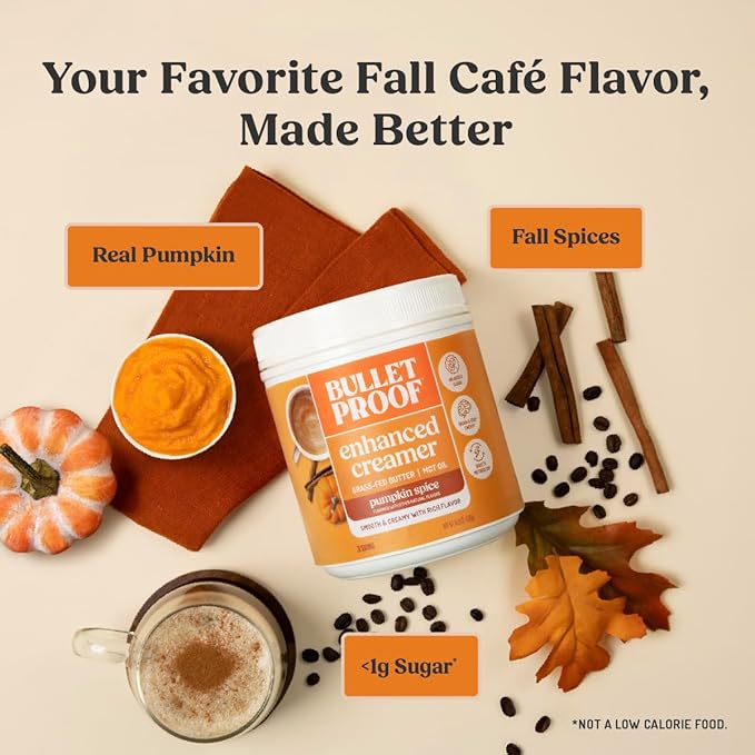 Bulletproof Pumpkin Spice Creamer, 14.8 Ounces, Keto Coffee Powder Creamer with MCT Oil and Grass-Fed Butter