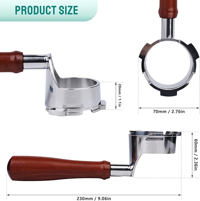 Bottomless Portafilter for Ninja Luxe Café Premier Series ES601 & ES601C Models | Basket Not Included | Compatible with Stock Filter Basket | Wooden Handle