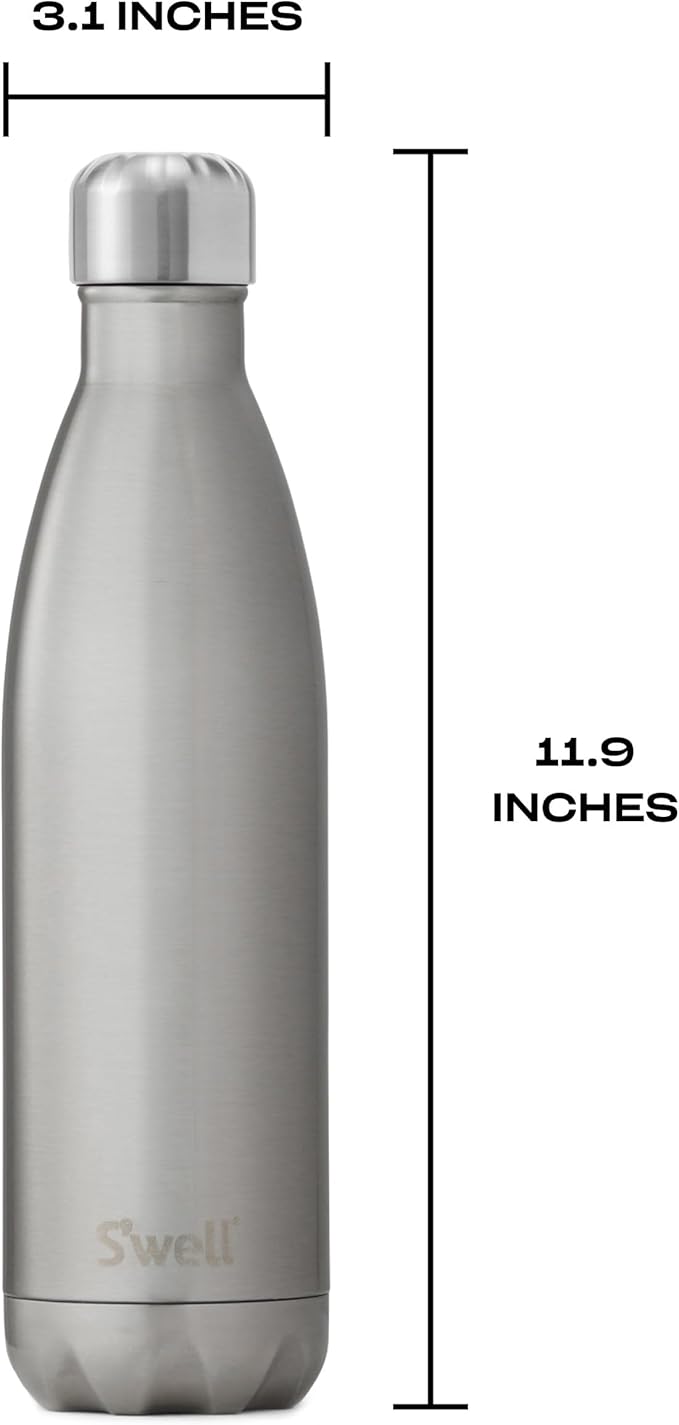 S'well Stainless Steel Water Bottle, 25oz, Silver Lining, Triple Layered Vacuum Insulated Containers Keeps Drinks Cold for 48 Hours and Hot for 24, BPA Free, Perfect for On the Go