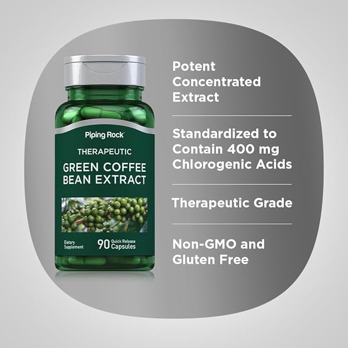 Piping Rock Green Coffee Bean Extract | 90 Capsules | Dietary Supplement | Non-GMO, Gluten Free