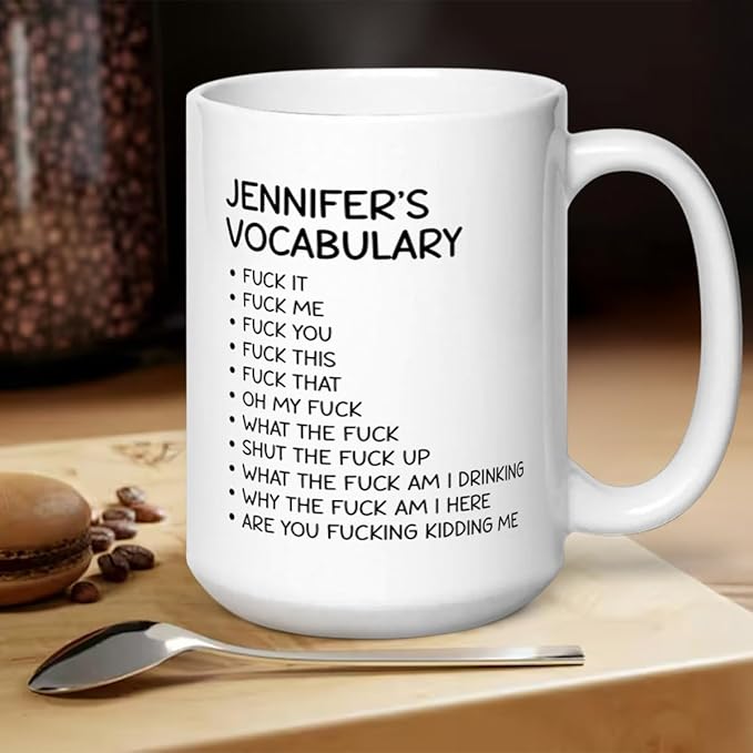 Joymade Personalized Ceramic Coffee Mug, Funny Custom Mug for Bestie, Friends, Couple, Coworker, Snowman Lovers (My F Vocabulary)