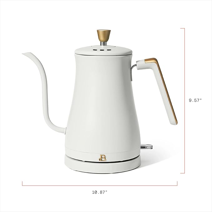1-Liter Electric Gooseneck Kettle, 1200W Fast Heating Pour Over Coffee and Tea Kettle with Precise Spout (White Icing)