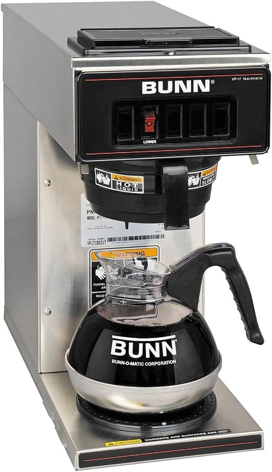 BUNN 13300.0001 VP17-1SS Pourover Coffee Brewer with 1-Warmer, Stainless Steel, Silver, Standard