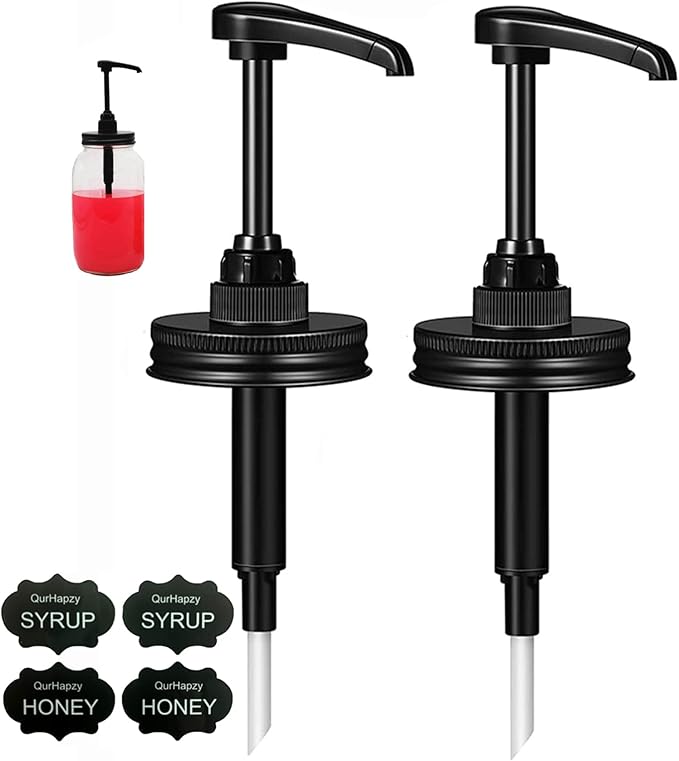 QurHapzy Honey & Maple & Syrup Mason Jar Dispenser Pumps, Use for 2.75 Inch Regular Mouth, Stainless Steel Cap ande Food Safety Jam Pump,Suitable for Coffee,Ketchup,etc.NO JAR No Rust