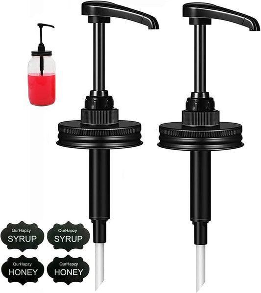 QurHapzy Honey & Maple & Syrup Mason Jar Dispenser Pumps, Use for 2.75 Inch Regular Mouth, Stainless Steel Cap ande Food Safety Jam Pump,Suitable for Coffee,Ketchup,etc.NO JAR No Rust
