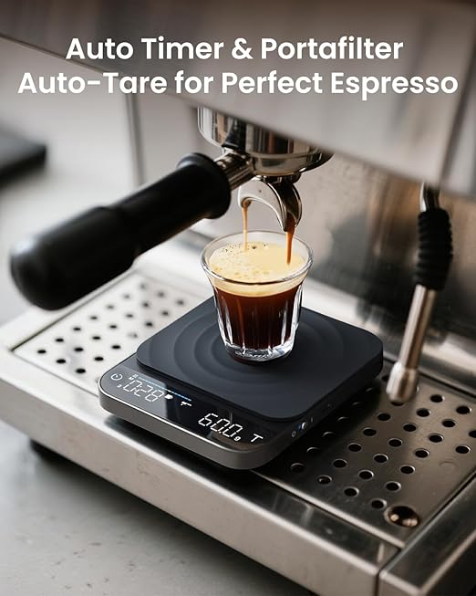 RENPHO Espresso Scale with Timer, Rechargeable Coffee Scale with Flow Rate Indicator, 0.1g Accurate Coffee Been Scale for Pour-Over, Gift for Coffee Lover, Calibarista, 3kg