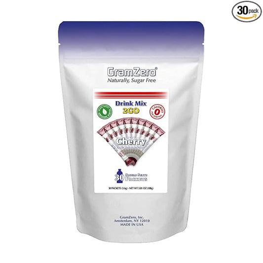 GramZero 2GO Sticks - Cherry, Zero Calorie Sugar Free Drink Mix, Stevia Sweetened, Great For Nutrition Club Loaded Tea To Go Kits