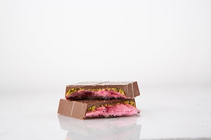 Carians Viral Angel Hair Chocolate Bar - Pistachio, Kataifi & Pomegranate Flavor - Great for Gift Giving, Anniversary, Thanksgiving, Christmas