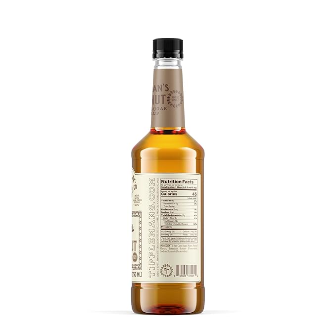Tippleman's Hazelnut Coffee Syrup - Rich Flavor for Hot or Iced Drinks, Latte, Tea, Espresso, Cappuccino, Cocktails, & Baking - 25.4 Fl Oz