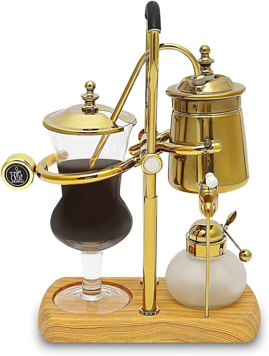 DS&DV Vintage Belgium Pot Luxury Family Balance Syphon Siphon Coffee Maker,Gold Color Belgium Pot for Camping and Traveling Personal Coffee Bar (Gold Coffee Maker)