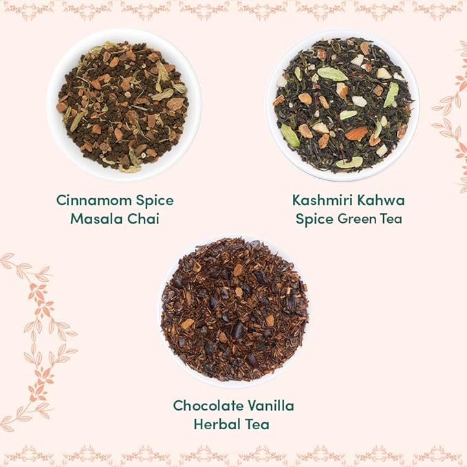 VAHDAM, BLUSH - Assorted Valentines Day Tea Gift Set for Women (3 Premium Teas) Tin Caddy Presentation Box | Loose Leaf Teas | Gluten Free & Non GMO | Valentines Day Gifts for Him & Her