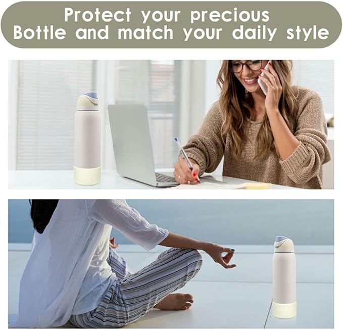 2PCS Silicone Water Bottle Boot, Compatible with Owala 24oz 32oz 40oz, Protective Anti-Scratch & Anti-Dent No Noise Sleeve Cover for FreeSip/Twist/Flip Water Bottles (Iced Breeze, 24oz)