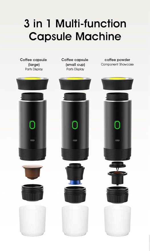 Wireless Portable Electric Coffee Maker with USB-C, Self-Heating, Rechargeable Espresso Coffee Machine for Travel, Camping, RV,Home,Office (green)