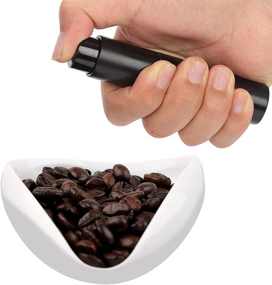 2pcs Coffee Dosing Cup with Spray Bottle, Ceramic Coffee Bean Dosing Tray & Spritzer for Tea Espresso Vessel Accessories Kit Gift for Coffee Lovers (Up to 35g Coffee Bean)