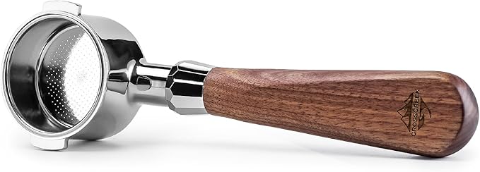 51mm Espresso Bottomless Portafilter with 2 Ear | Fits De’Longhi ECP3420 / EC155 / BCO430 / EC260 Espresso Machine | Stainless Steel Basket and Walnut Handle | Espresso Accessories