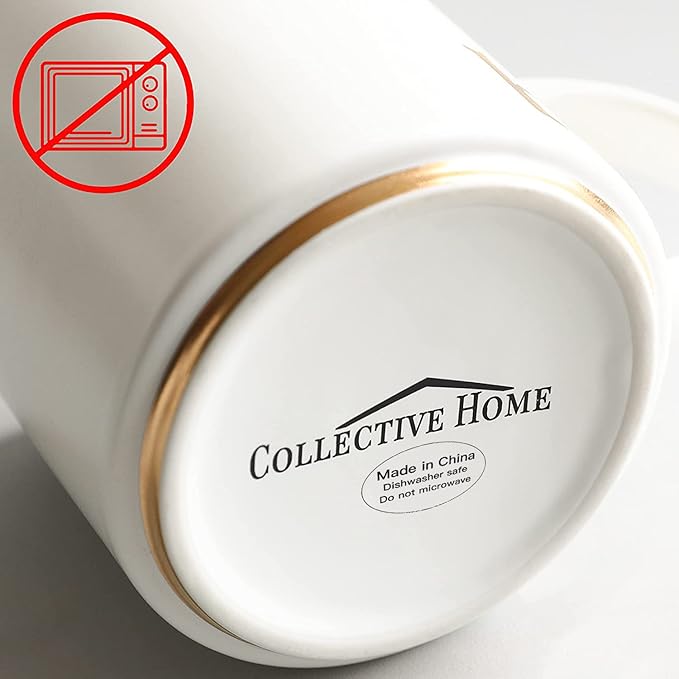 COLLECTIVE HOME - Monogram Ceramic Mugs, 15 oz Golden Initial Coffee Cups, Elegant Alphabet Tea Mugs, Elegant Personalized Mug with Gift Box, Luxurious Cups for Office and Home (s)