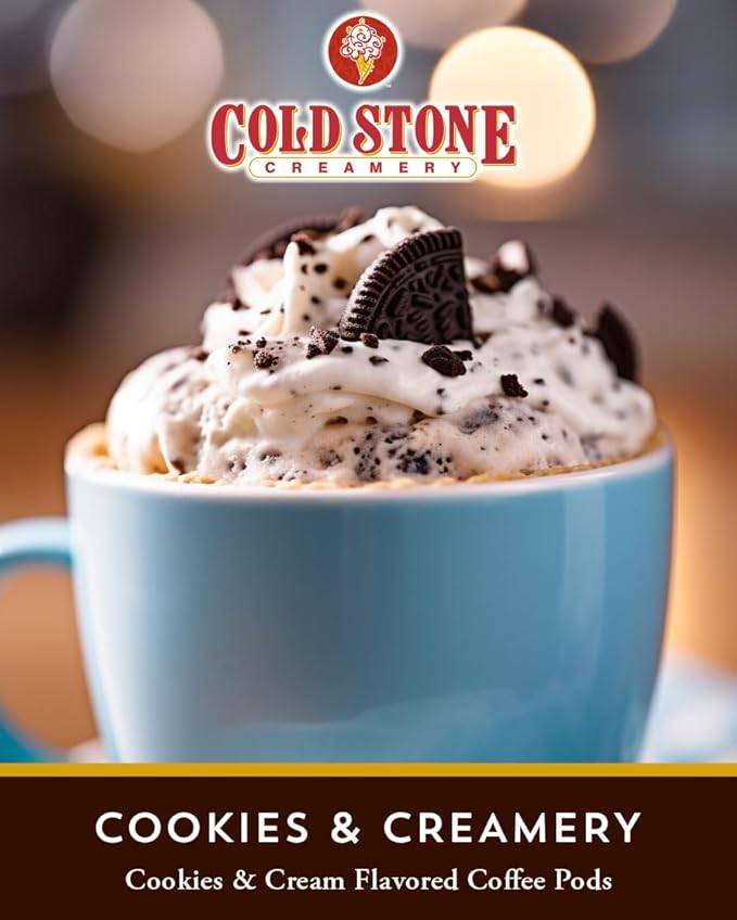 Cold Stone Creamery Beverages Cookies and Creamery Ice Cream Flavored Coffee Pods, Compatible with K Cup Brewers Including 2.0, 40 Count