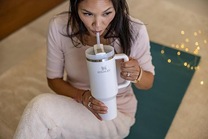 STANLEY Quencher H2.0 Tumbler with Handle and Straw 40 oz | Flowstate 3-Position Lid | Cup Holder Compatible for Travel | Insulated Stainless Steel Cup | BPA-Free | Frost