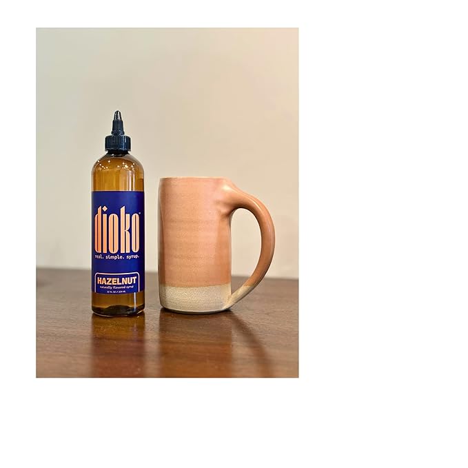 Dioko Simple Syrup, 12 fl. oz Premium Coffee & Dessert Syrup with Easy Pour Spout | No Artificial Dyes or Colors | Perfect for Lattes, Iced Coffee, Cocktails, Pancakes & More (Hazelnut)