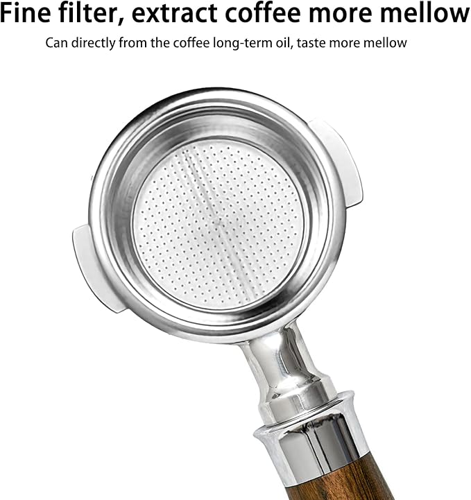 58mm Bottomless Portafilter for Breville Oracle & Dual Boiler (BES920XL, BES980XL, BES990BSS) - Naked Portafilter with 58mm Filter Basket & Real Black Rosewood Handle - Not for 54mm Series