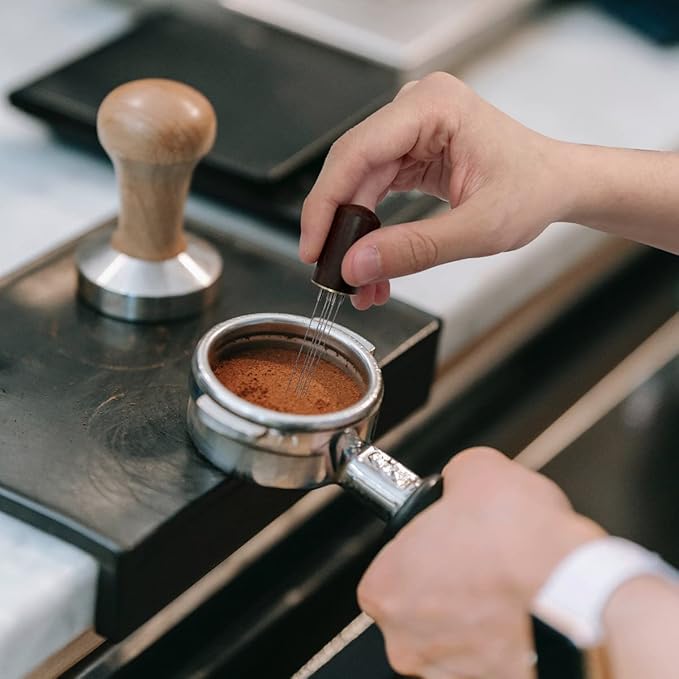 Portable Espresso Coffee Stirrer WDT Tool,Nature Wood Handle Needle Type Distributor,Espresso Coffee Stirrer Espresso Distribution Tool(Walnut)