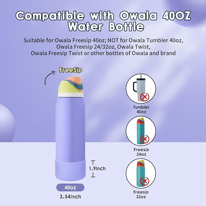 2PCS Silicone Water Bottle Boot, Compatible with Owala 24oz 32oz 40oz, Protective Anti-Scratch & Anti-Dent No Noise Sleeve Cover for FreeSip/Twist/Flip Water Bottles (Retro Boardwalk, 40oz)