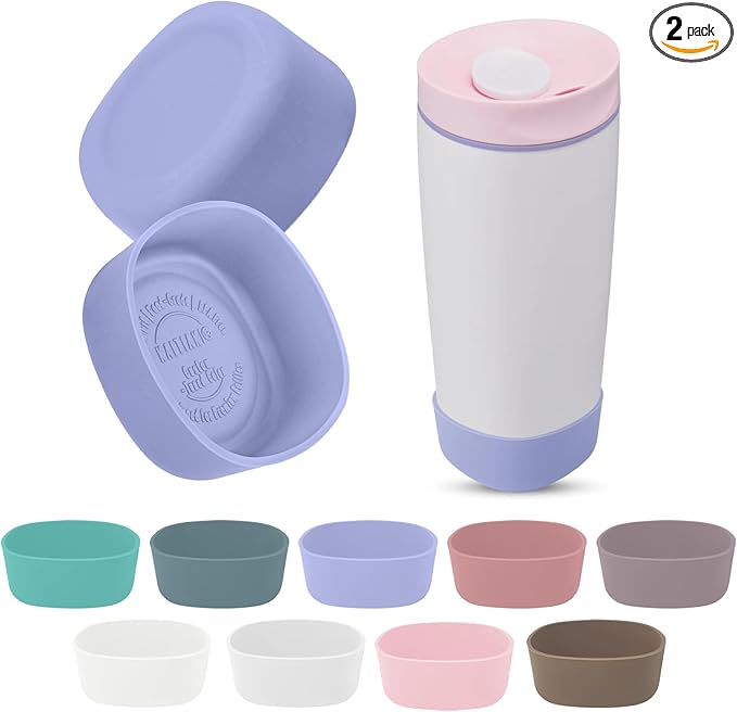2Pcs Silicone Boot for Owala SmoothSip Slider Coffee Tumbler 20oz 12oz, Anti-Slip Sleeve for Travel Coffee Mug, Protective Accessories for Owala BPA Free (Cloudy Violet)