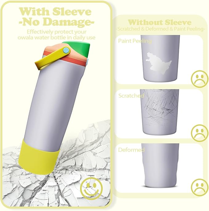 Silicone Boot for Owala 30oz & 40oz FreeSip Sway Bottles & Tumblers - Non-Slip, Scratch-Resistant, Stability Enhancer, Available in 12 Colors (Opal Dream Yellow)
