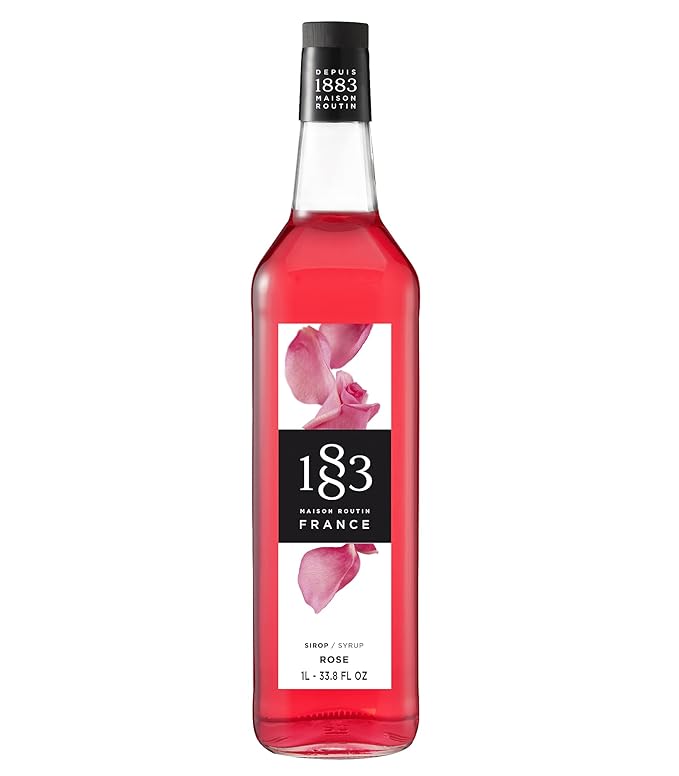 1883 Rose Syrup for Drinks, Made in France, 1 Liter Glass Bottle