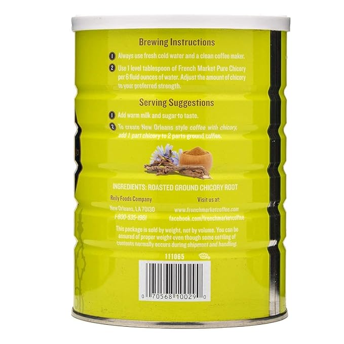 French Market 100% Pure Ground Dark Roast Chicory, Caffeine Free, 16oz Can (Pack of 1)
