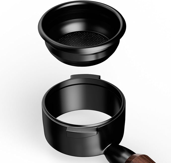 MHW-3BOMBER 58mm Bottomless Portafilter Fits Gaggia Espresso Coffee Machines, 2 Ears Flat Naked Espresso Portafilter with Precision Filter Basket, Wood Handle, BP7119G