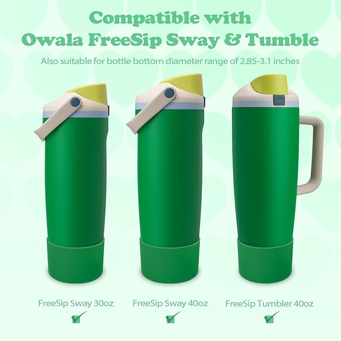 Silicone Boot for Owala 30oz & 40oz FreeSip Sway Bottles & Tumblers - Non-Slip, Scratch-Resistant, Stability Enhancer, Available in 12 Colors (Putting Green)