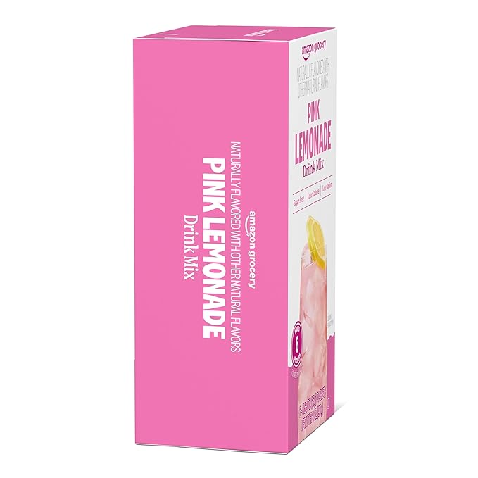 Amazon Grocery, Pink Lemonade Drink Mix Singles, 3.2 Oz, 6 Ct