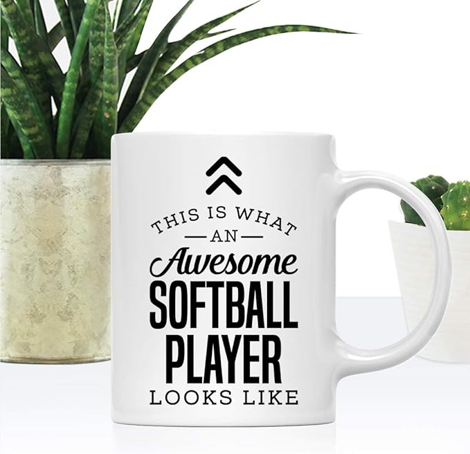 Andaz Press 11oz. Ceramic Coffee Tea Mug, This Is What an Awesome Softball Player Looks Like, 1-Pack, Birthday Ideas for Coworker, Includes Gift Box