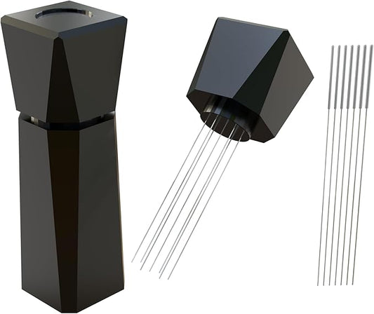 WDT Espresso Distribution Tool, Espresso Wdt Tool for Barista,Aluminum Coffee Stirrer with Stand, 7x 0.35mm Replaceable Needles, Fits 51mm&53mm&54mm&58mm Portafilter (black)