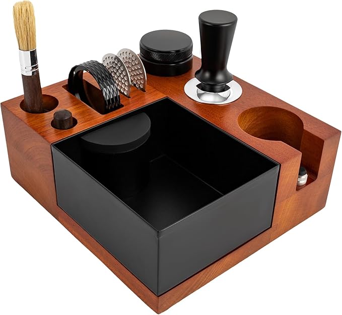 8 In One Espresso Knock Box,58MM Espresso Coffee Organizer Box,Fit for Storage 51 to 58MM Espresso Tamper, Distributor, Portafilter & Puck Screen Accessories