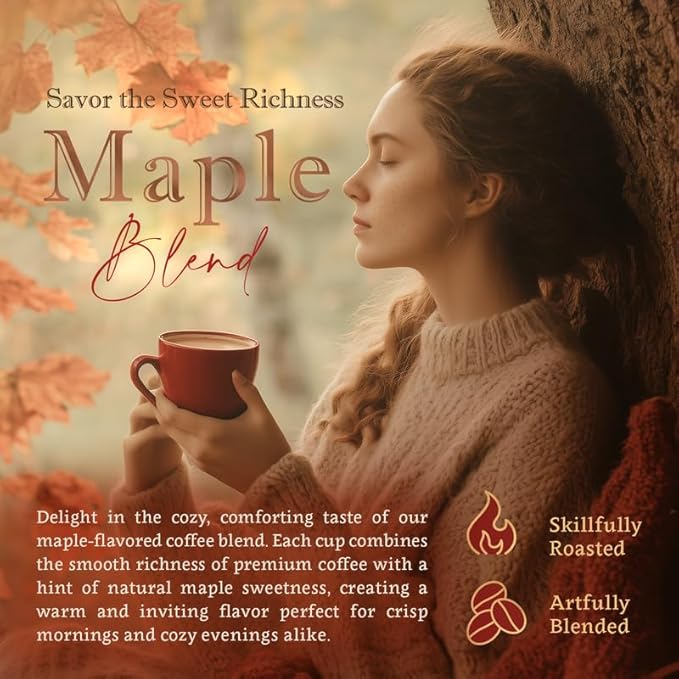 Maple flavored coffee – 100% arabica coffee beans whole, Single Origin, medium roast, USDA Organic, Naturally No Artificial Sweeteners– by Coffea Flavor