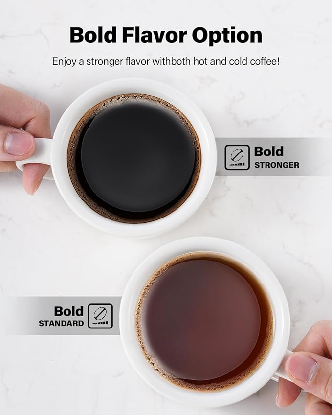SHARDOR Coffee Maker Hot & Iced With Bold Setting,Single Serve Coffee Maker For K Cup And Grounds，52 Oz Removable Water Tank,6-14 Oz Brew Sizes,One Cup Kcup Coffee Machine With Reusable Filter, Black