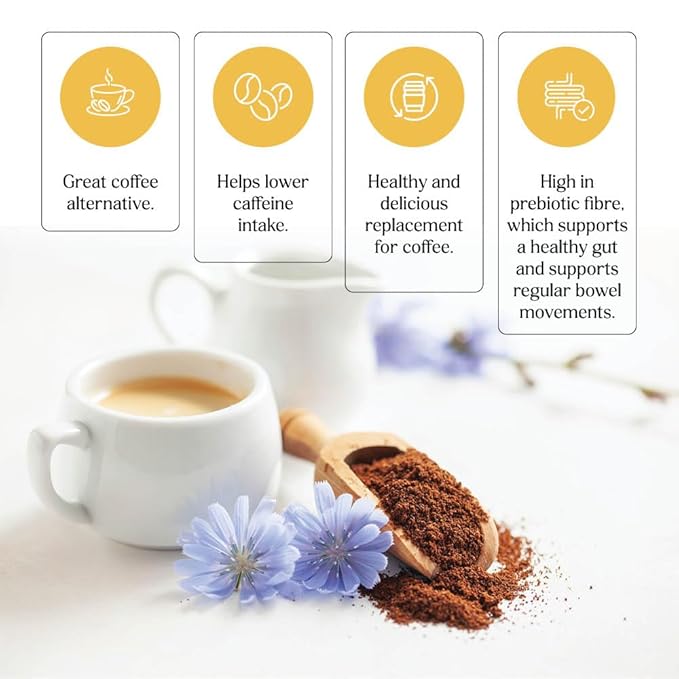 nuKAF By Gourmanity Instant Chicory Coffee Alternative, Brews Like Regular Coffee, All Natural 100% Chicory Root Powder, Great for Your Daily Drink, Rich in Prebiotics, Kosher, 7oz jars (Pack of 2)