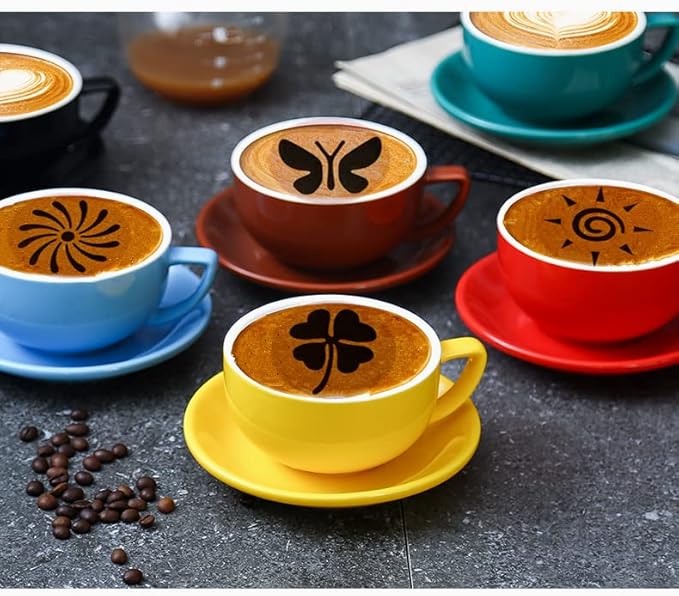 36 Coffee Stencils+2 Mesh Powder Shakers, Cake Baking Templates Coffee Art Template Coffee Decoration Stencils Coffee Mold Tool for Christmas Thanksgiving Cake Coffee Cappuccino